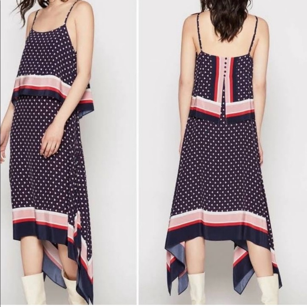 100% Silk Joie Scarf Midi Dress w/ Adjustable Straps - Size Small